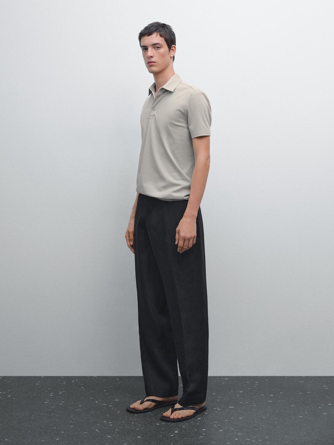 

Текстурированная рубашка-поло с короткими рукавами Massimo Dutti, серый