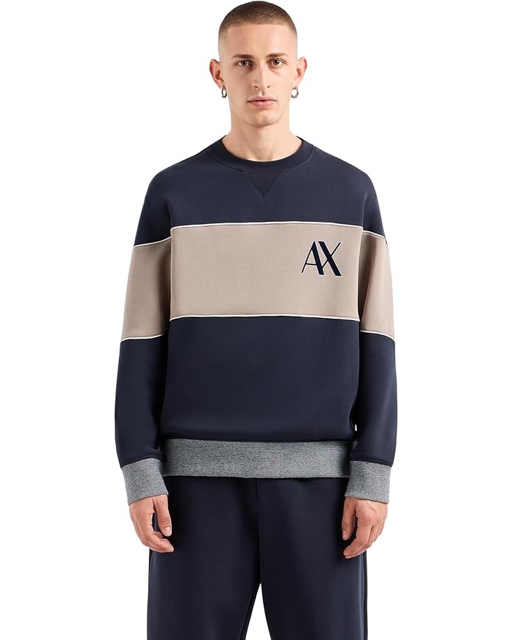 

Толстовка Armani Exchange Color Blocked Fleece, темно-синий