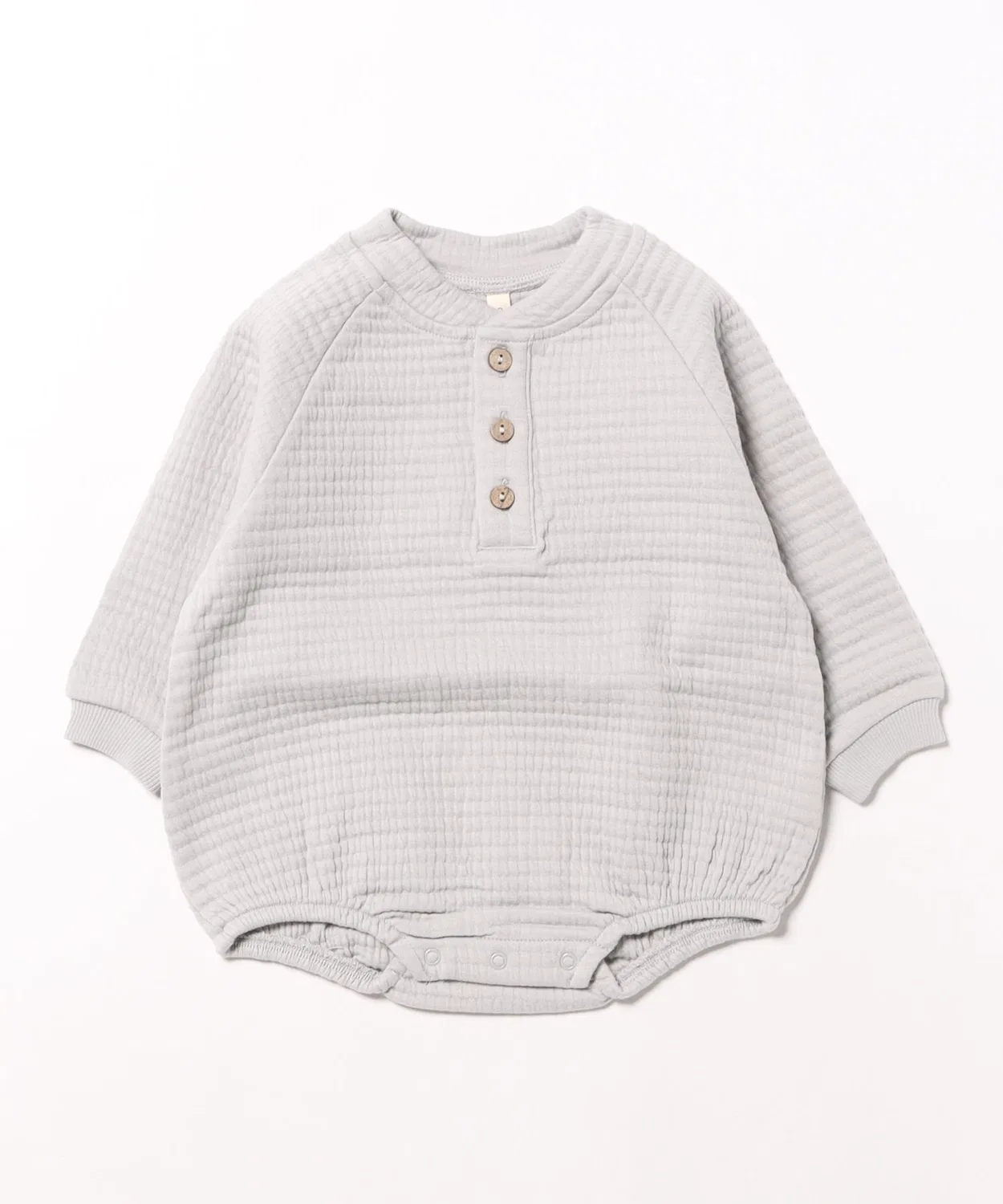 Ромпер Henley Bubble от Quincy Mae, длинный рукав, светло-серый