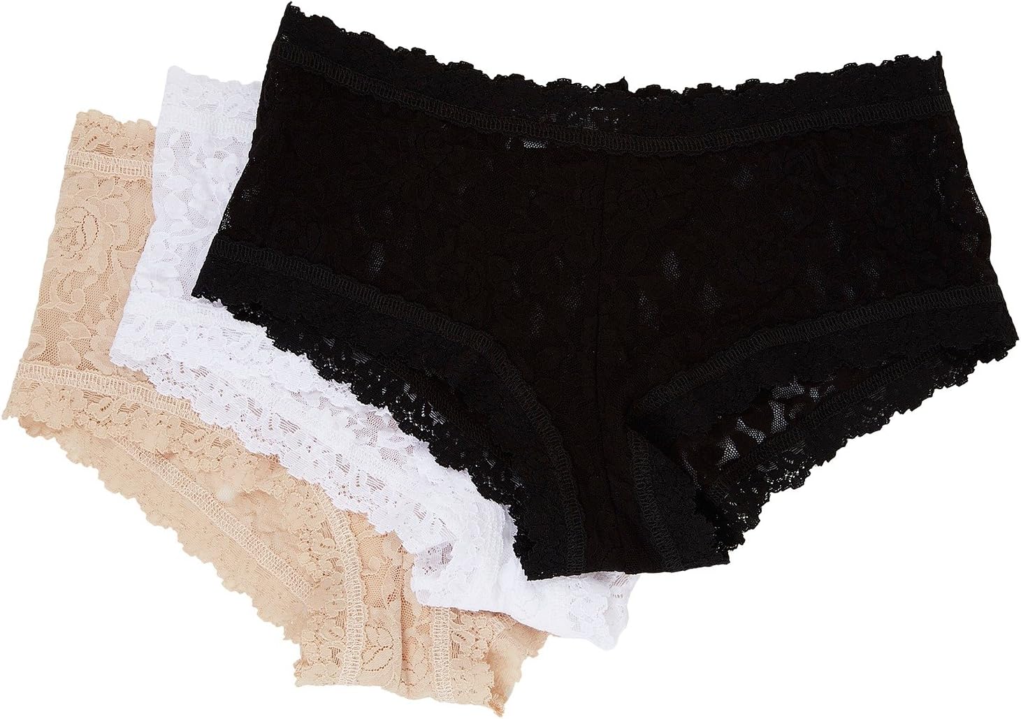 

Трусы Hanky Panky Signature Lace Boyshorts 3-Pack, цвет Black/White/Chai