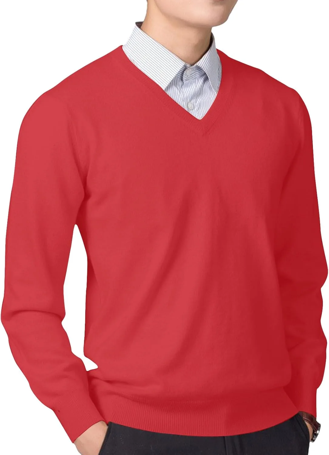 

Мужской свитер V-образный вырез легкий базовый пуловер