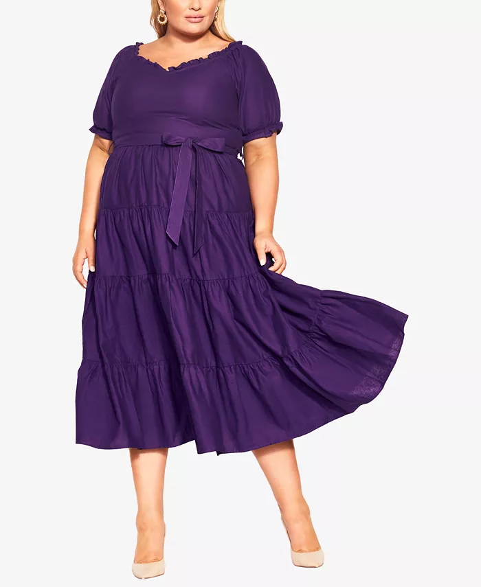 

Платье миди с пышными рукавами Plus Size CITY CHIC, розовый