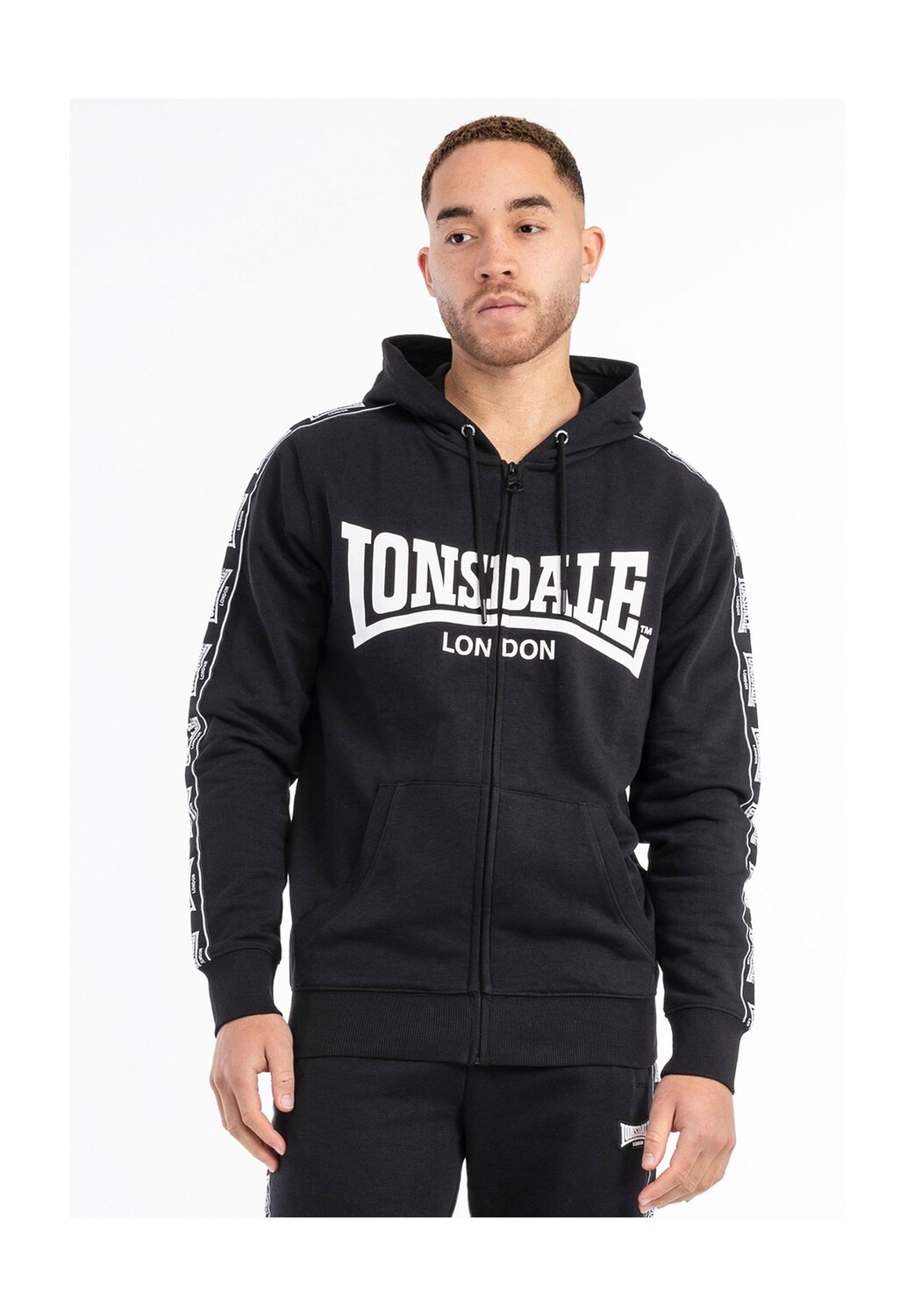 

Мужская толстовка с капюшоном и молнией, стандартного кроя BIGTON LONSDALE, черно-белый, Черный, Мужская толстовка с капюшоном и молнией, стандартного кроя BIGTON LONSDALE, черно-белый