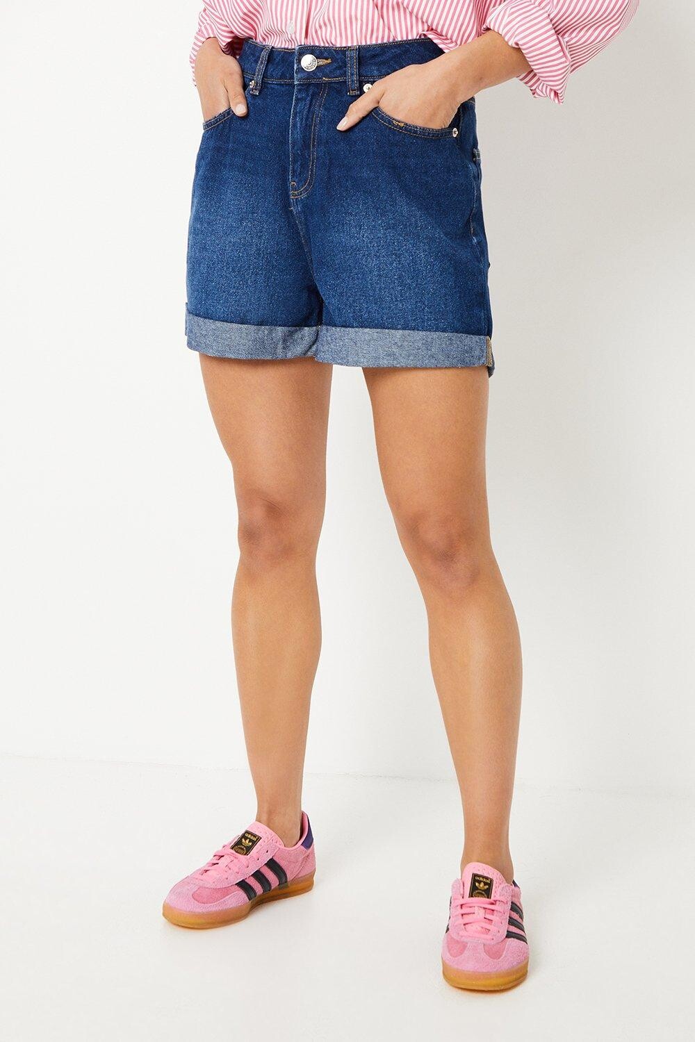 

Шорты с отворотом на спине Petite Mom Dorothy Perkins, синий