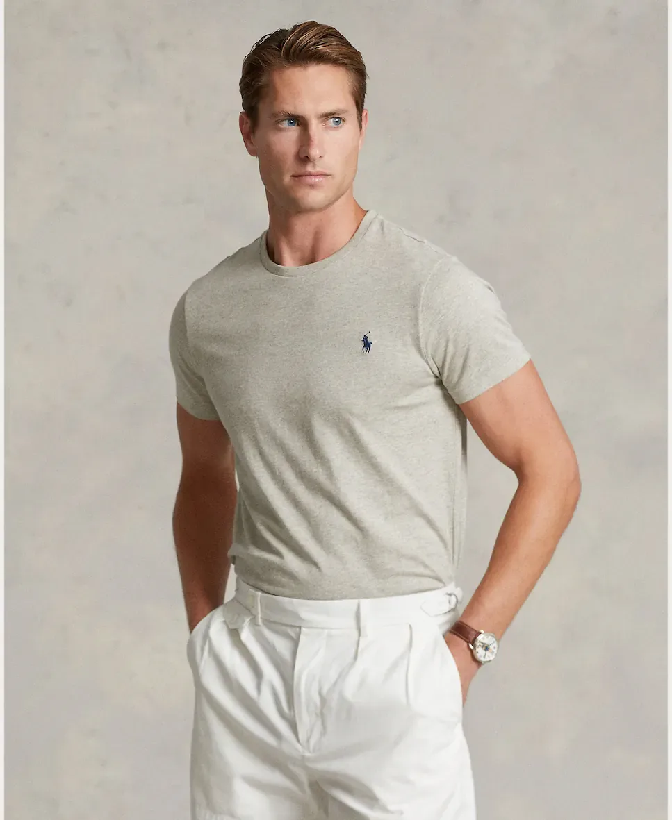 Мужская хлопковая футболка с вышитым логотипом Polo Ralph Lauren, серый