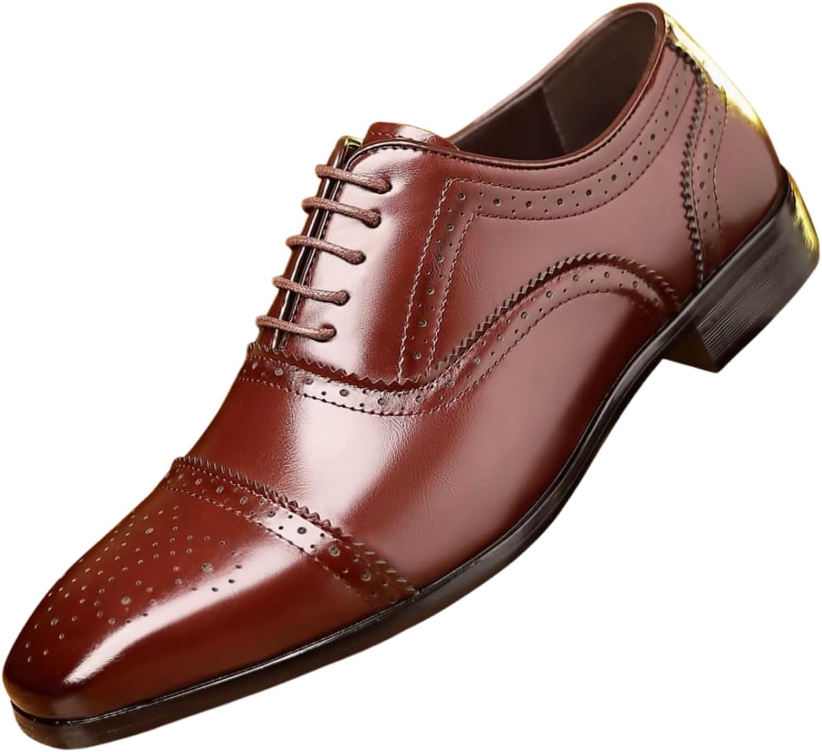 

Мужские оксфорды Santimon с классическим кап-то носком, броги из кожи, шнуровкой, формальные вечерние туфли, бордовый