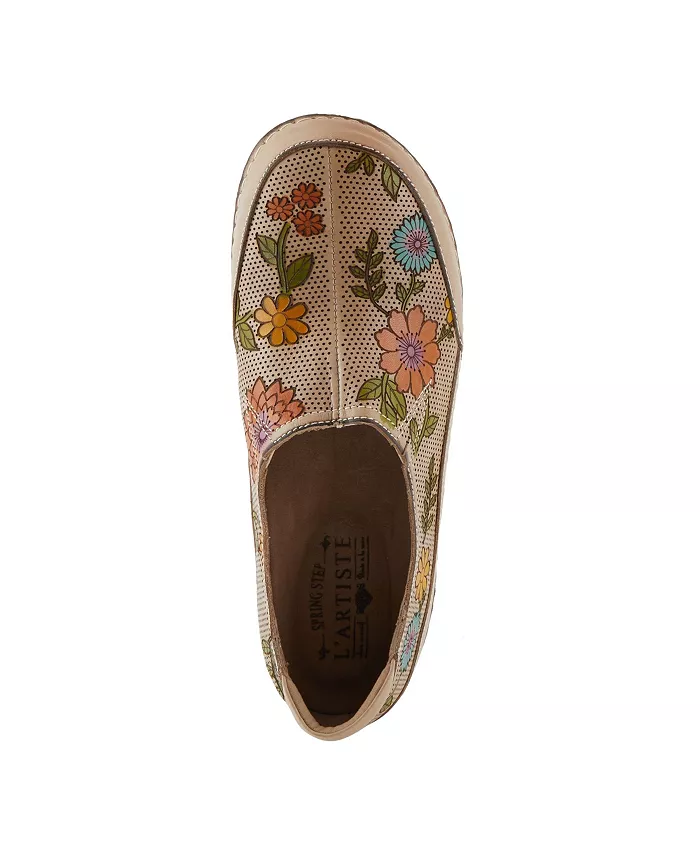 L'Artiste Women's Libora-Delite Роспись Вручную Кожаные Цветочные Слипоны Со Съемной Стелькой L'Artiste, загар/бежевый — фото 3