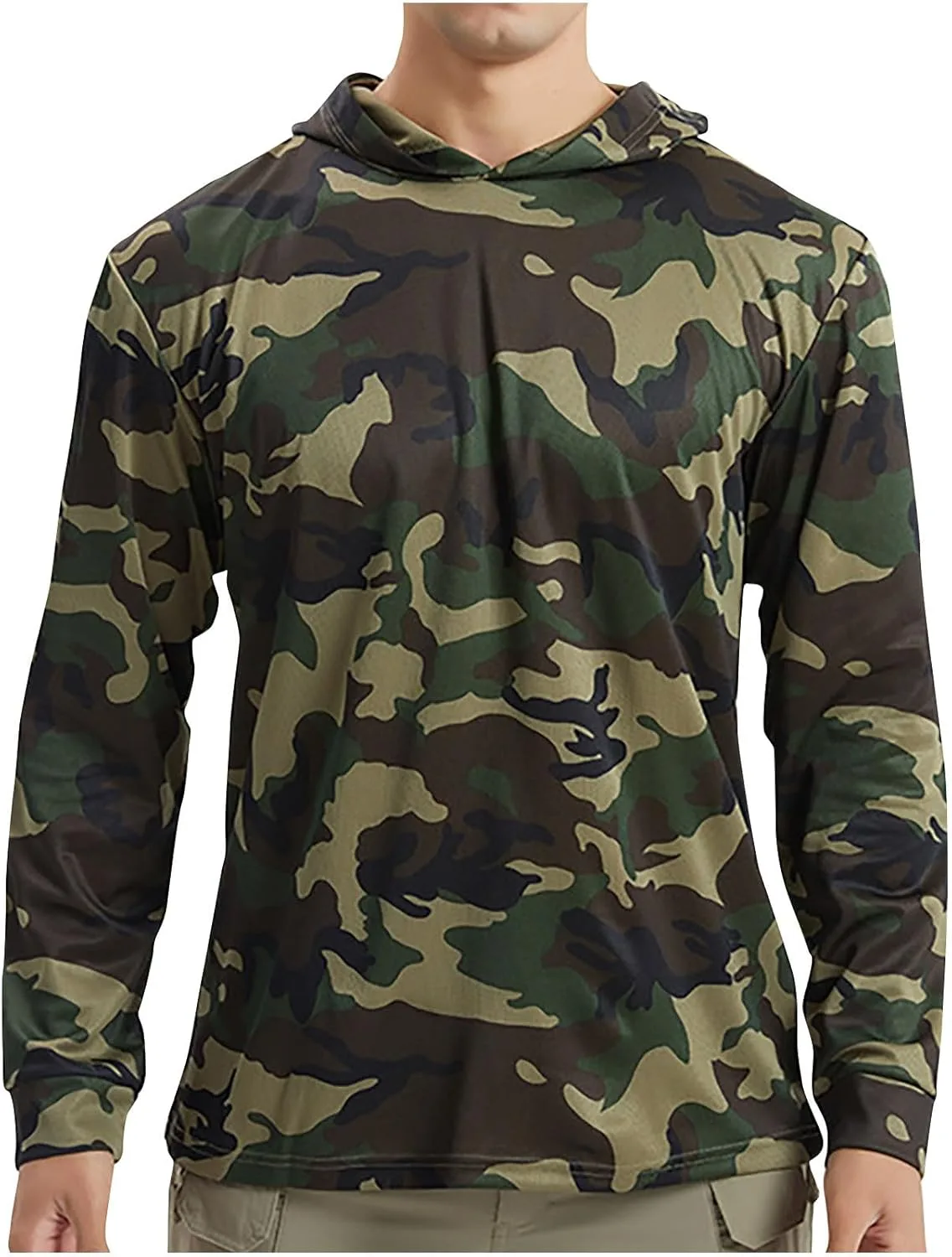 

Мужской камуфляжный худи легкий тонкий быстросохнущий с длинным рукавом