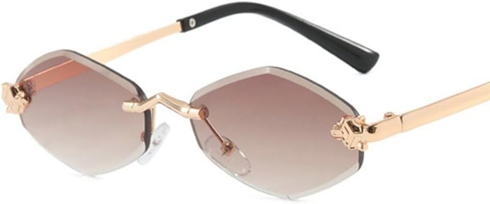 

Модные маленькие многоугольные солнцезащитные очки для женщин, роскошные коричневые ромбовидные солнцезащитные очки в винтажном металлическом стиле GHVWYX, Gold Gray Pink