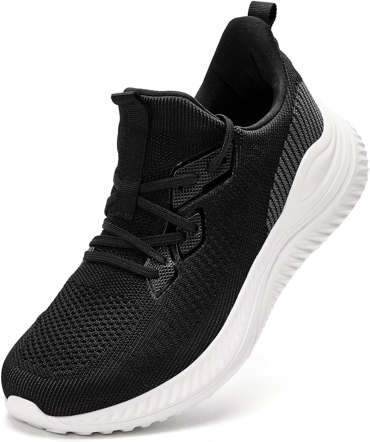 

Мужские слипоны Akk с широкой подошвой для ходьбы, с амортизирующей стелькой из памяти формы, для бега и тенниса, легкие дышащие повседневные кроссовки, белый/черный