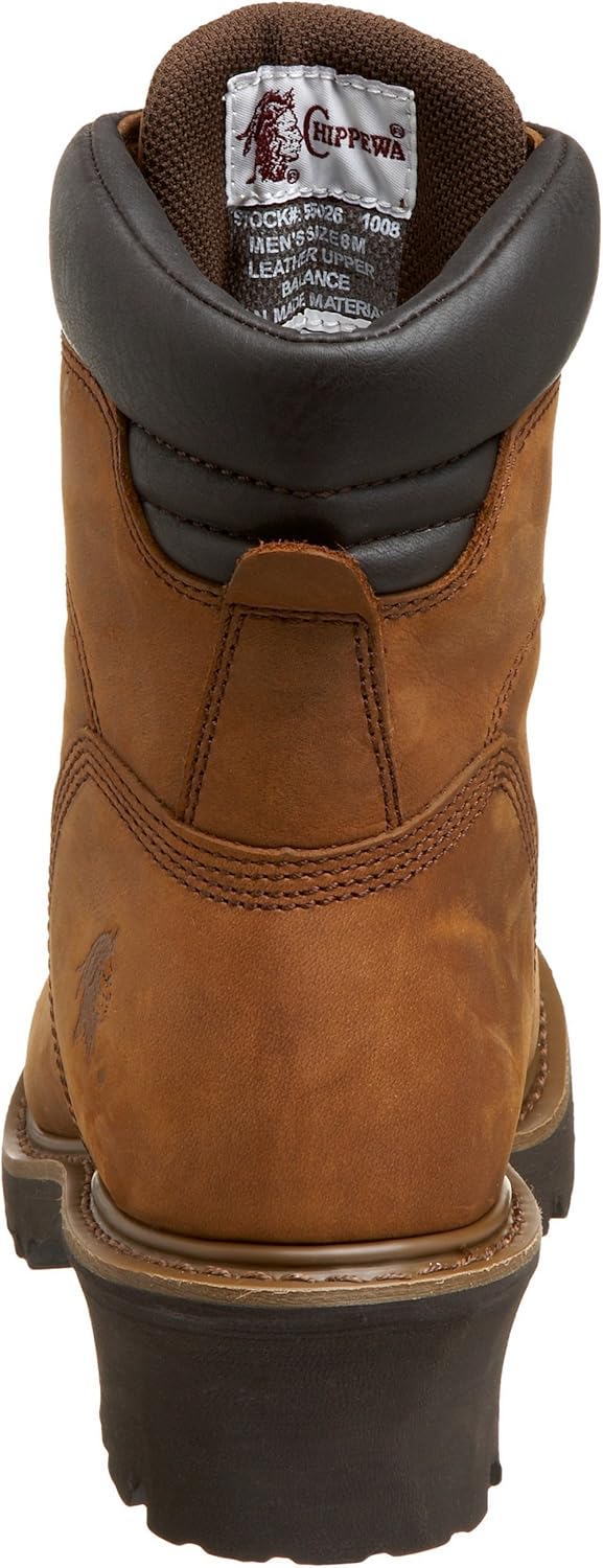 Мужские ботинки Chippewa Hador 8 с металлическим подноском - премиальная натуральная кожа, ортопедическая стелька, металлическая вставка, соответствует стандартам EH ASTM F2413, Tuff Bark — фото 3