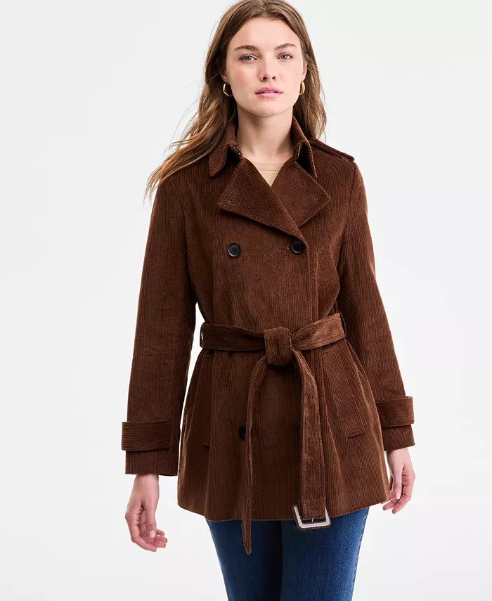 

Женский вельветовый тренч с поясом BCBGMAXAZRIA, коричневый
