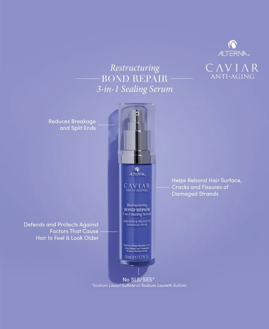 Alterna Сыворотка для восстановления и укрепления волос Caviar Anti-Aging Restructuring Bond Repair 3-In-1 Sealing Serum, 1.7 унции — фото 2