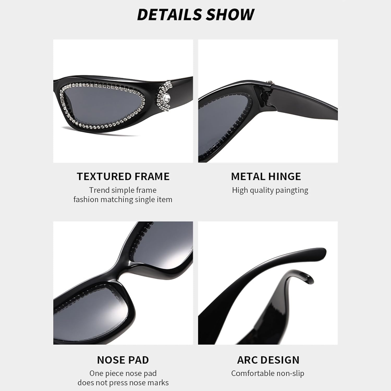 

bullabulling Роскошные большие футуристические солнцезащитные очки в стиле Y2k для женщин, украшенные стразами, винтажные, с изогнутой формой, защита от УФ-излучения UV400, Tea