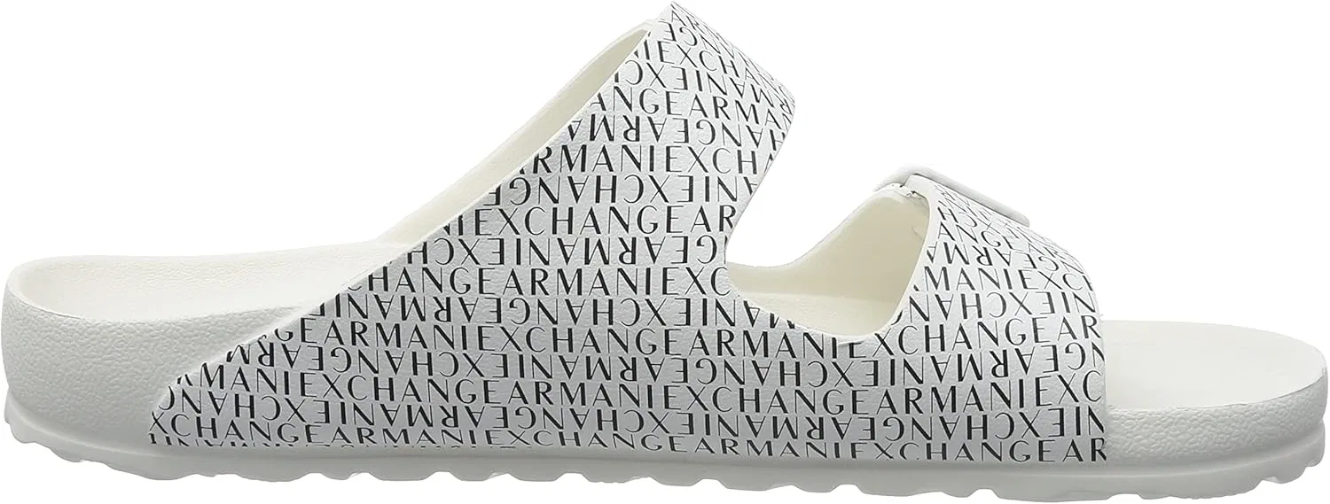 Сандалии Armani Exchange Herren с логотипом по всей поверхности, Optic White Black — фото 4