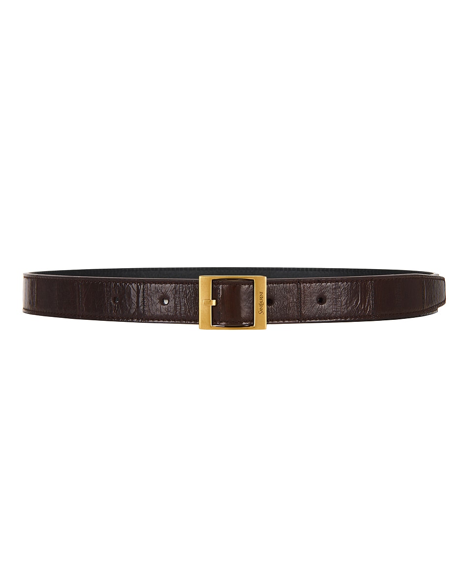 

Тонкий прямоугольный ремень Fine Ceinture Saint Laurent, Scotch Brown & Dark Scotch Brown