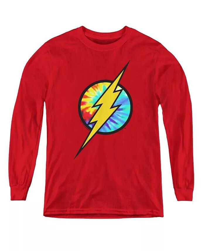 

Свитшот с длинными рукавами и логотипом Tie Dye для мальчиков DC Comics Flash, красный