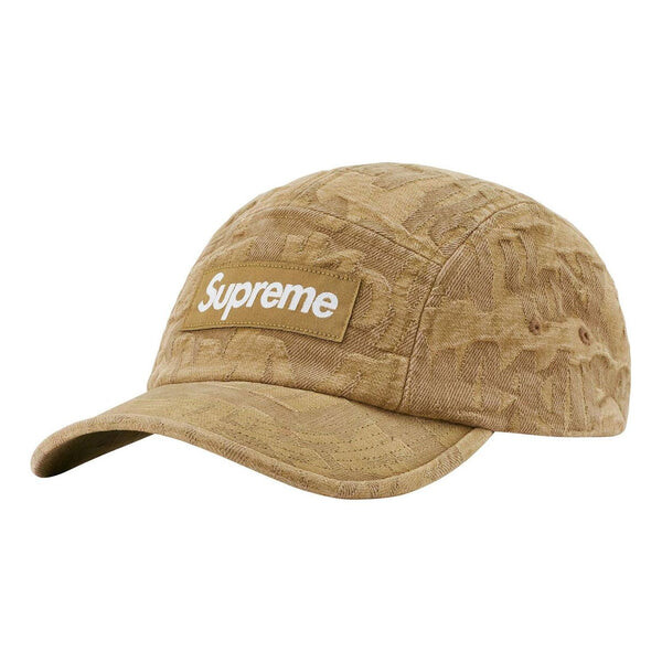 

Бейсболка fat tip jacquard denim camp cap 'tan white' Supreme, бежевый