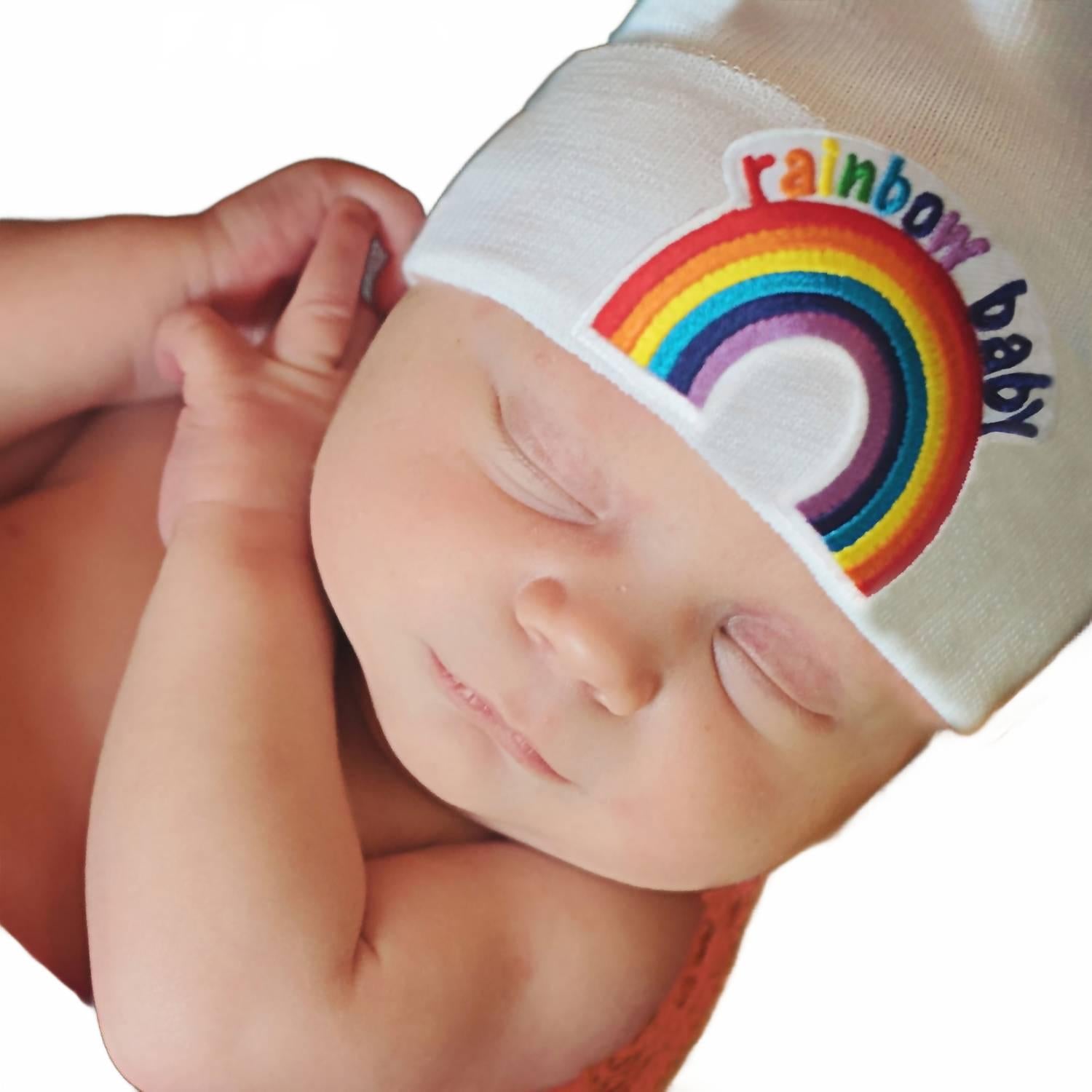 

Радужная детская шапочка для новорожденных в белом цвете Ilybean