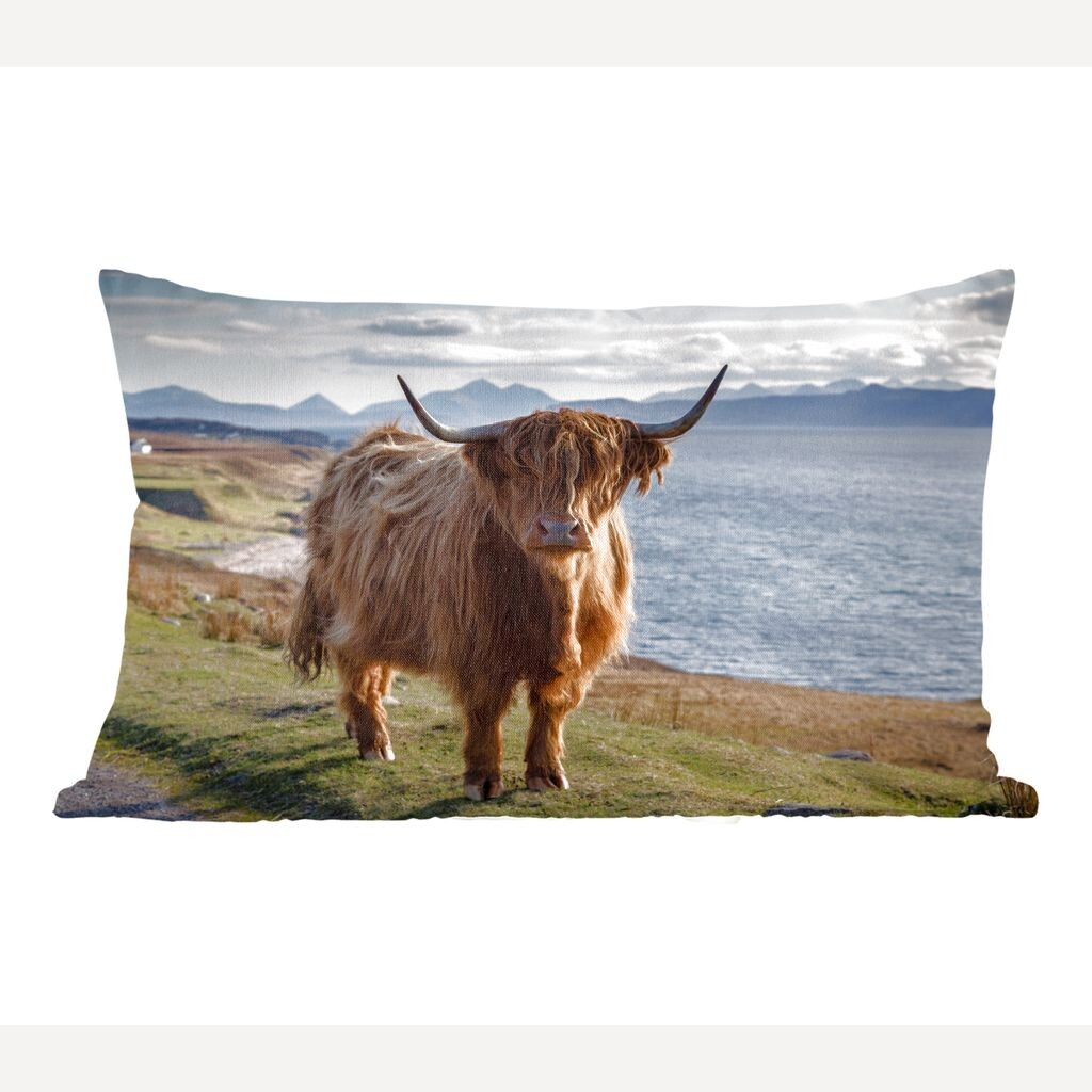 

MuchoWow Scottish Highlanders - Горный скот на побережье - 50x30 см - чехлы на диванные подушки - без наполнителя