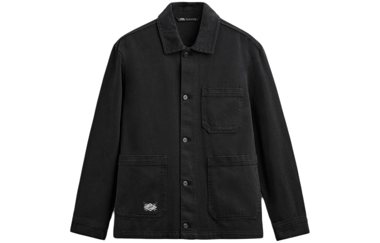 

Рубашка мужская черная Zara, черный