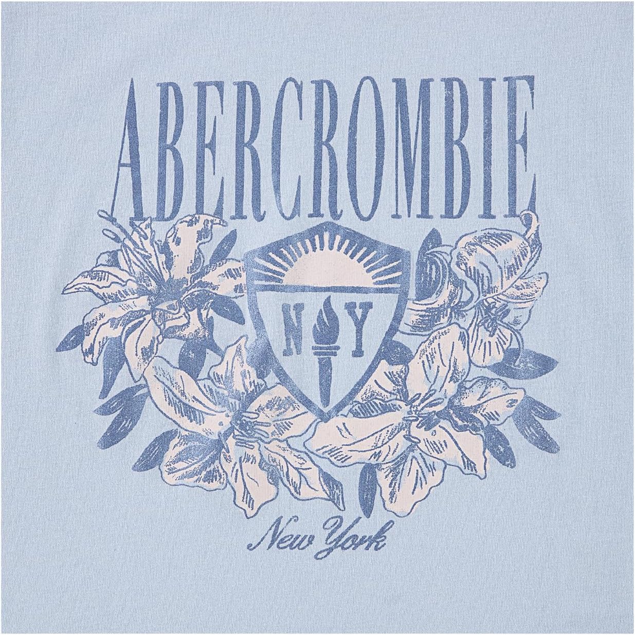 Футболка abercrombie kids Floral NY Crest Tee, цвет Skyway — фото 4