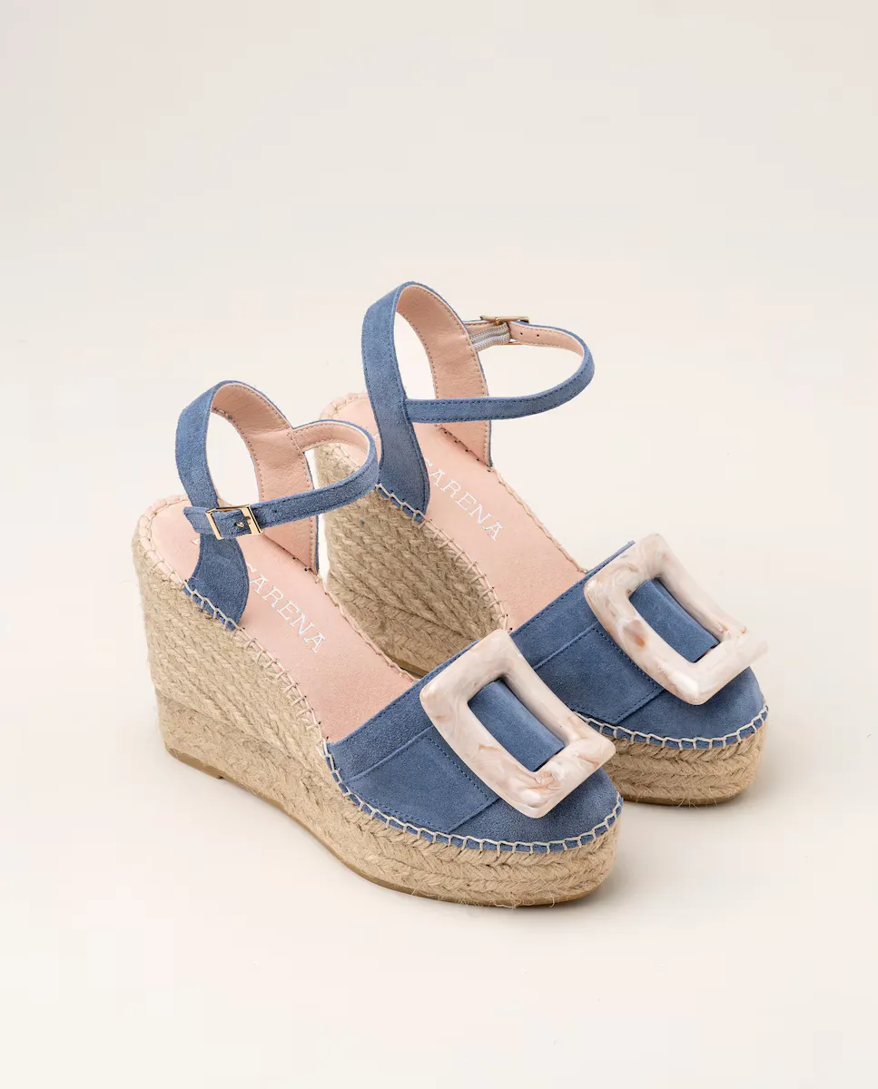 Женские эспадрильи на танкетке на платформе из замши Macarena Shoes, индиго/синий — фото 3