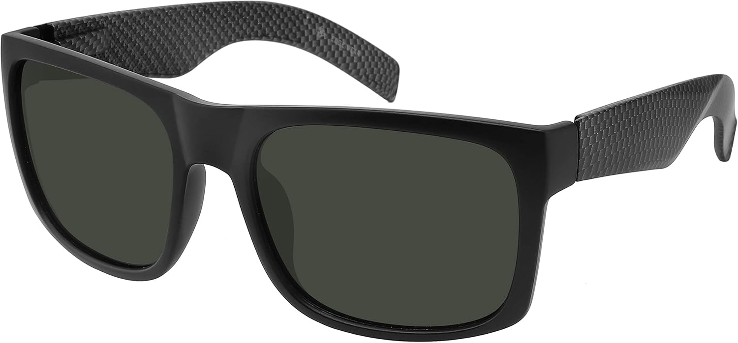 

Очки EDGEIWEAR Super XXLarge Size Retro Rectangular Frame TAC Polarized Lenses with Spring Hinge For Men & Women, Matte Black & Carbon Fiber Print Frame / Green Lens 152