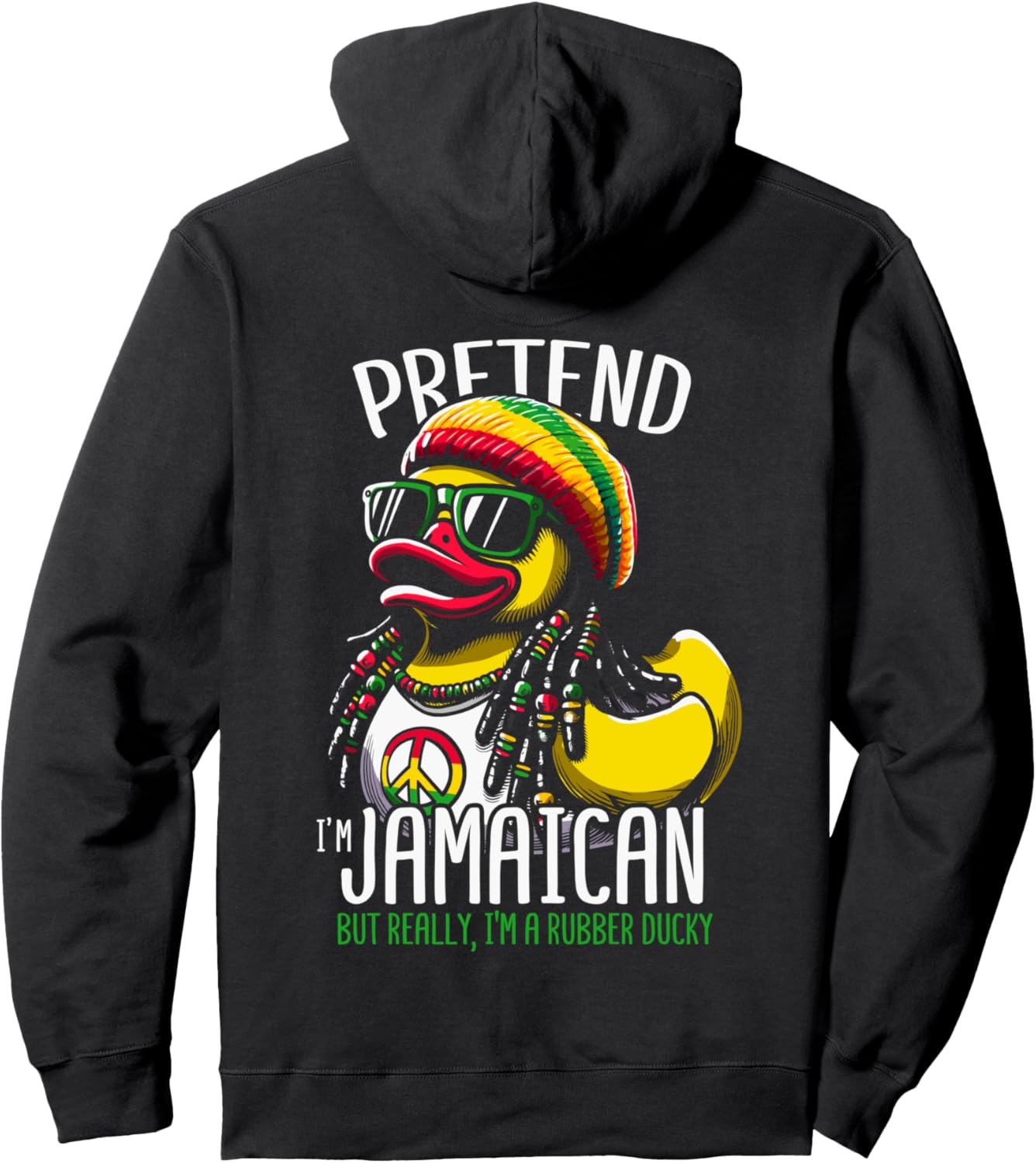 

Худи с изображением утенка в стиле регги, ямайской утки, дредов и утенка Exotic Rubber Duck Caribbean Duck Jamaica Duck, черный