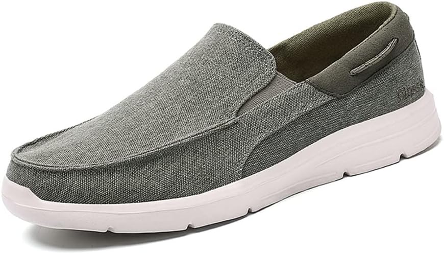 

Мужские тканевые мокасины LLTMALL без шнурков для вождения, слипоны, тканевые лодочные туфли, зеленый