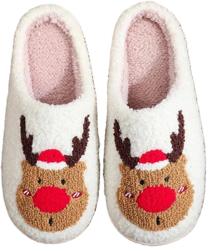 

Зимние домашние тапочки для женщин, уютные плюшевые тапочки с флисовой подкладкой, мягкие и пушистые с нескользящей подошвой, теплая обувь для дома и улицы для холодной погоды для женщин и мужчин Flteuds, белый