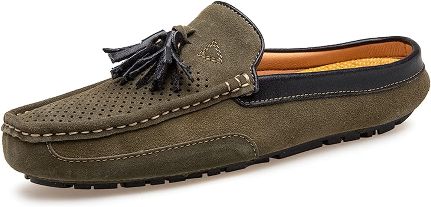 

Мужские летние повседневные слиперы-мокасины из замши с кисточками, дышащие Litnermia, зеленый