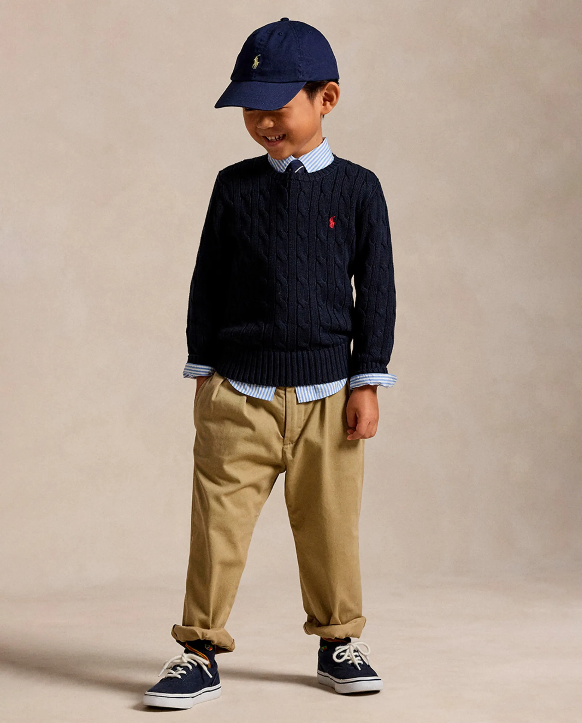 Унисекс джемпер из хлопка с узором "восьмерка" Polo Ralph Lauren, темно-синий — фото 3