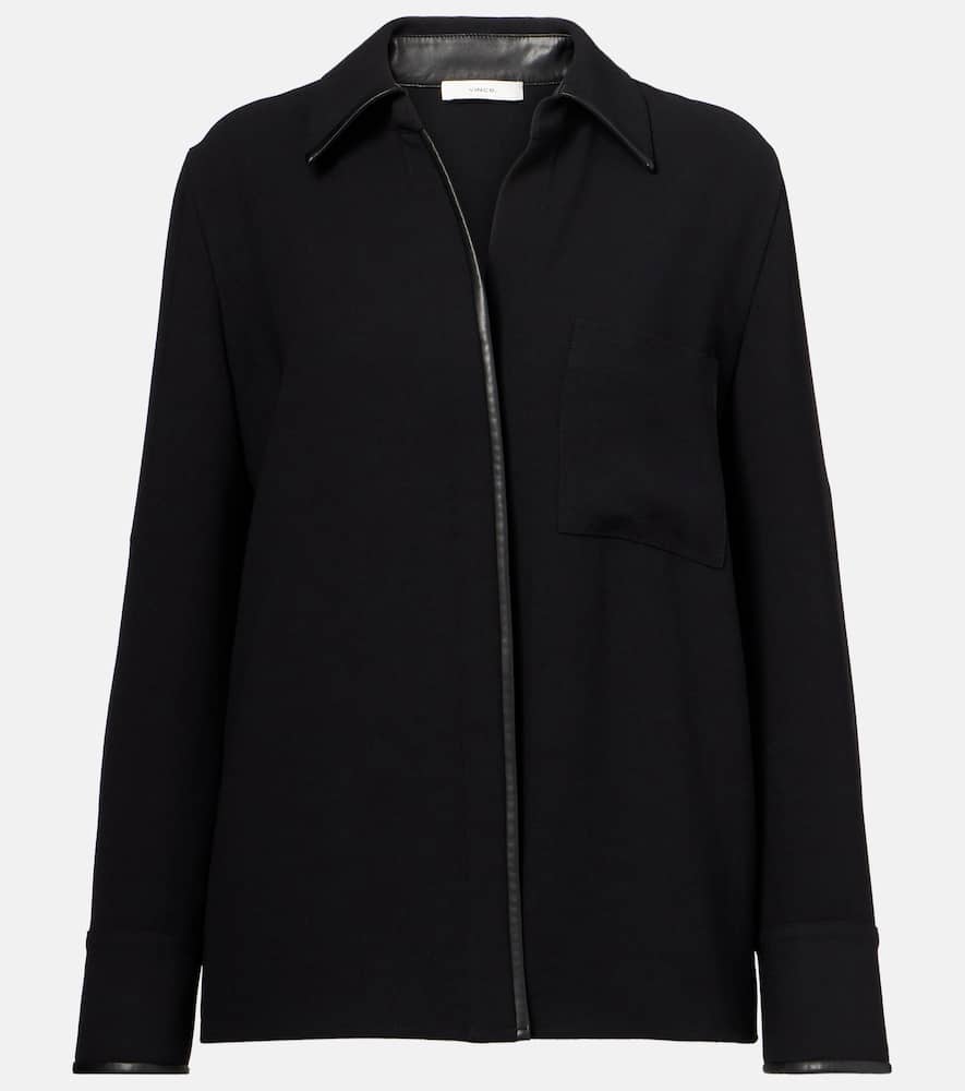 

Рубашка с отделкой из искусственной кожи Vince, Black