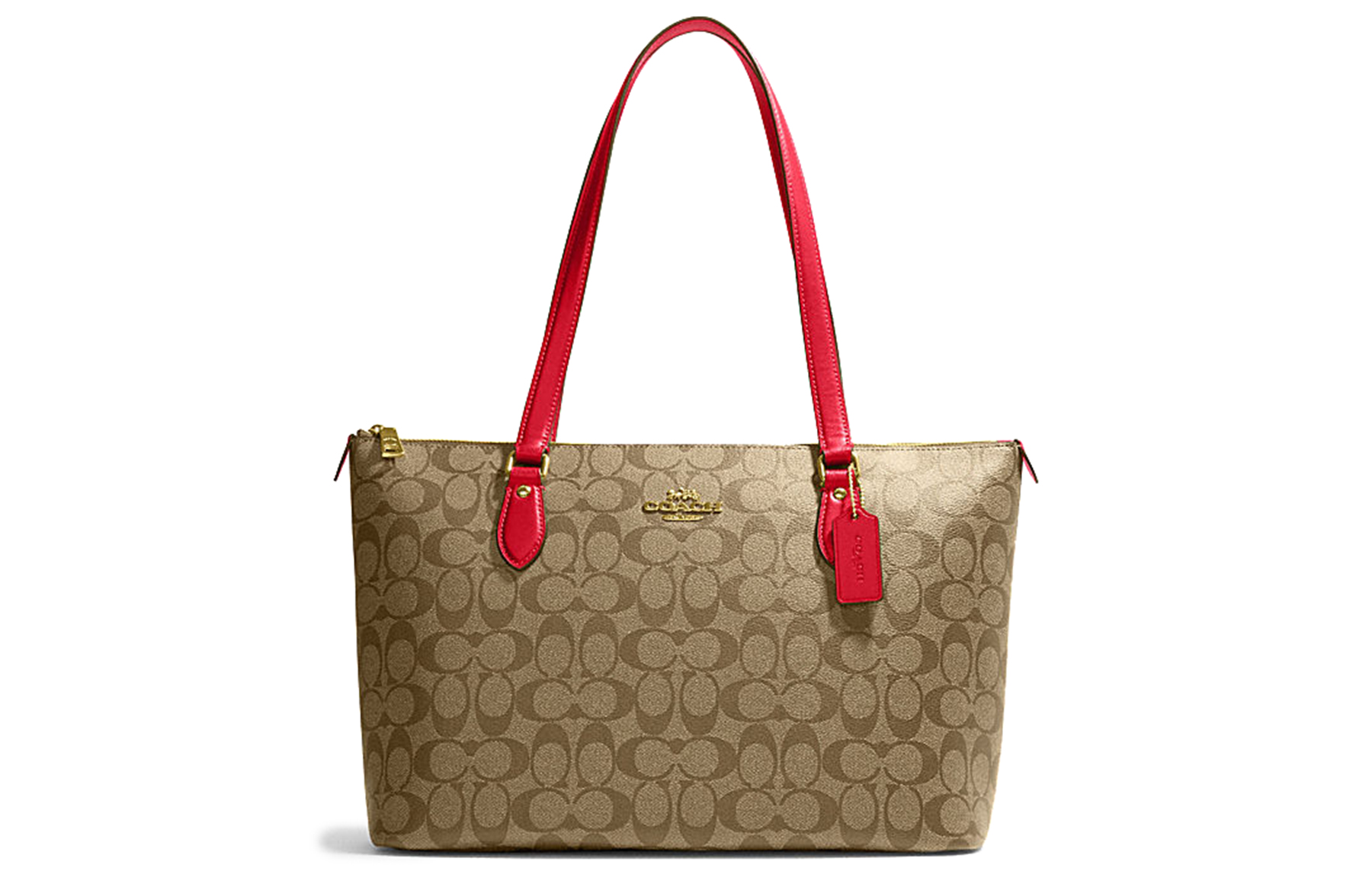 

COACH Сумка-шоппер из ПВХ, женская, цвет хаки, красный, многоцветная