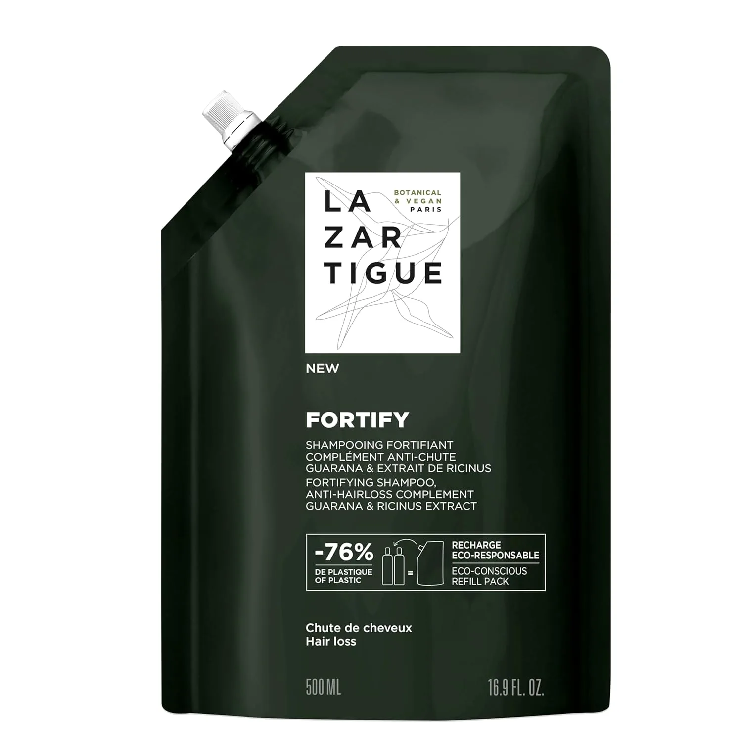 Шампунь для укрепления волос Lazartigue Fortify с гуараной и рицином, придает объем, для ежедневного использования, веганский, лимон 500 мл (1 шт.)