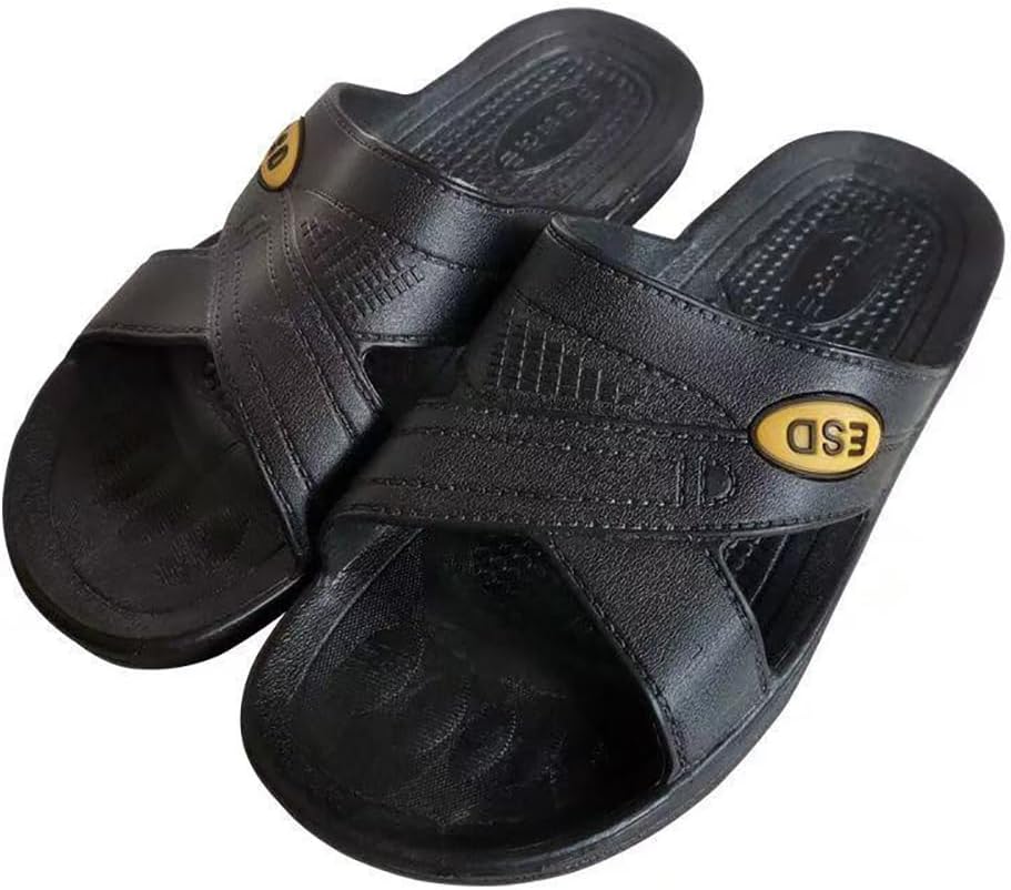 

Унисекс SPU одноразовые антистатические тапочки с формовкой X, устойчивые к складкам и скольжению, пылезащитные защитные обуви ESD Lmprock, черный