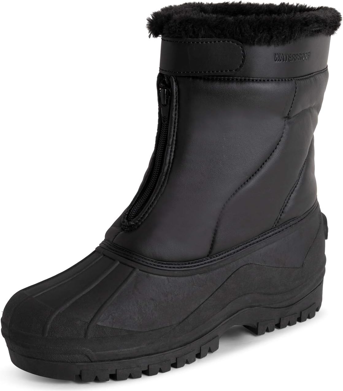 

Мужские зимние и дождевые ботинки POLAR с нейлоновым ремешком, шнуровкой и плоской подошвой, для снега и улицы, черный