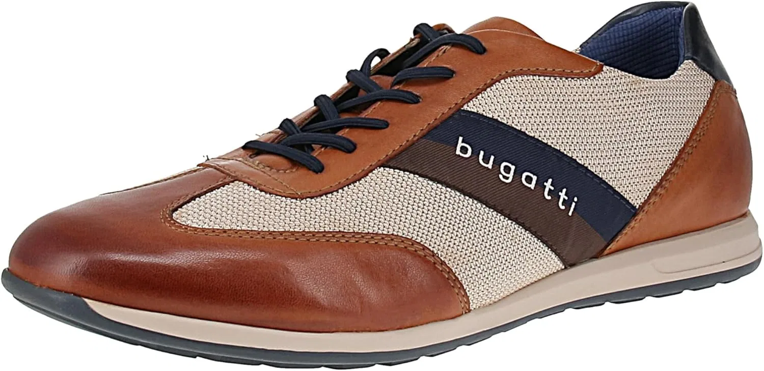 Мужские деловые туфли Bugatti, на шнуровке, со сменной стелькой, Cognac Beige