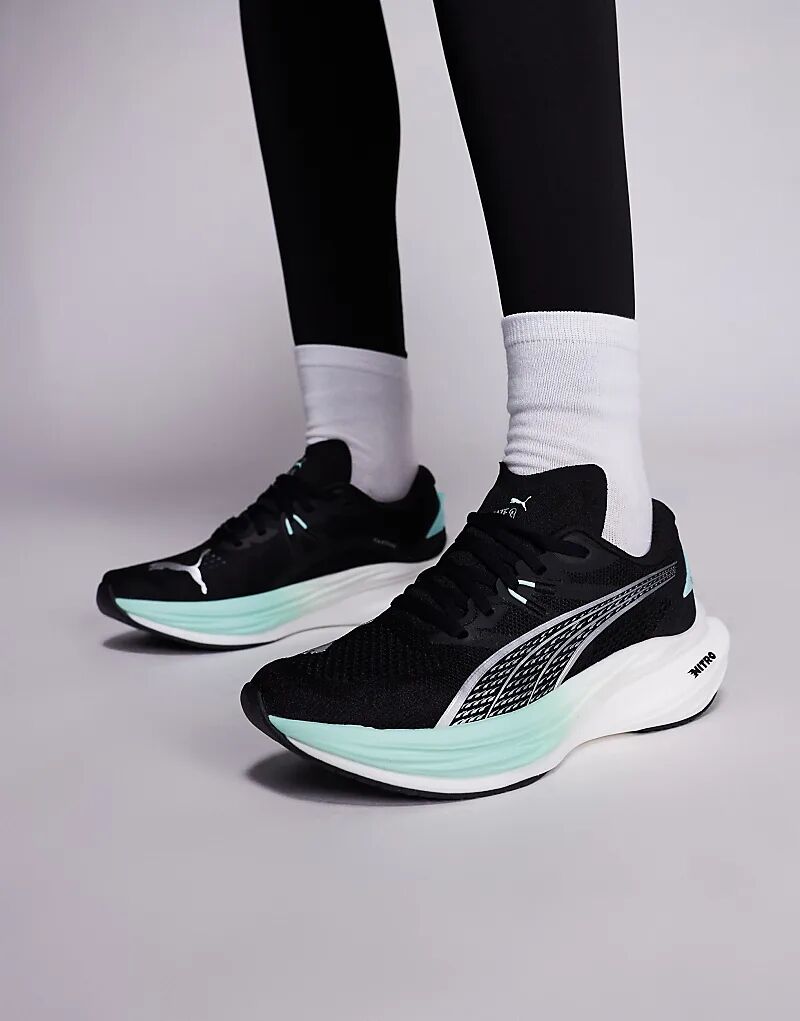 Кроссовки Puma Deviate Nitro 3 чёрно-бирюзовые