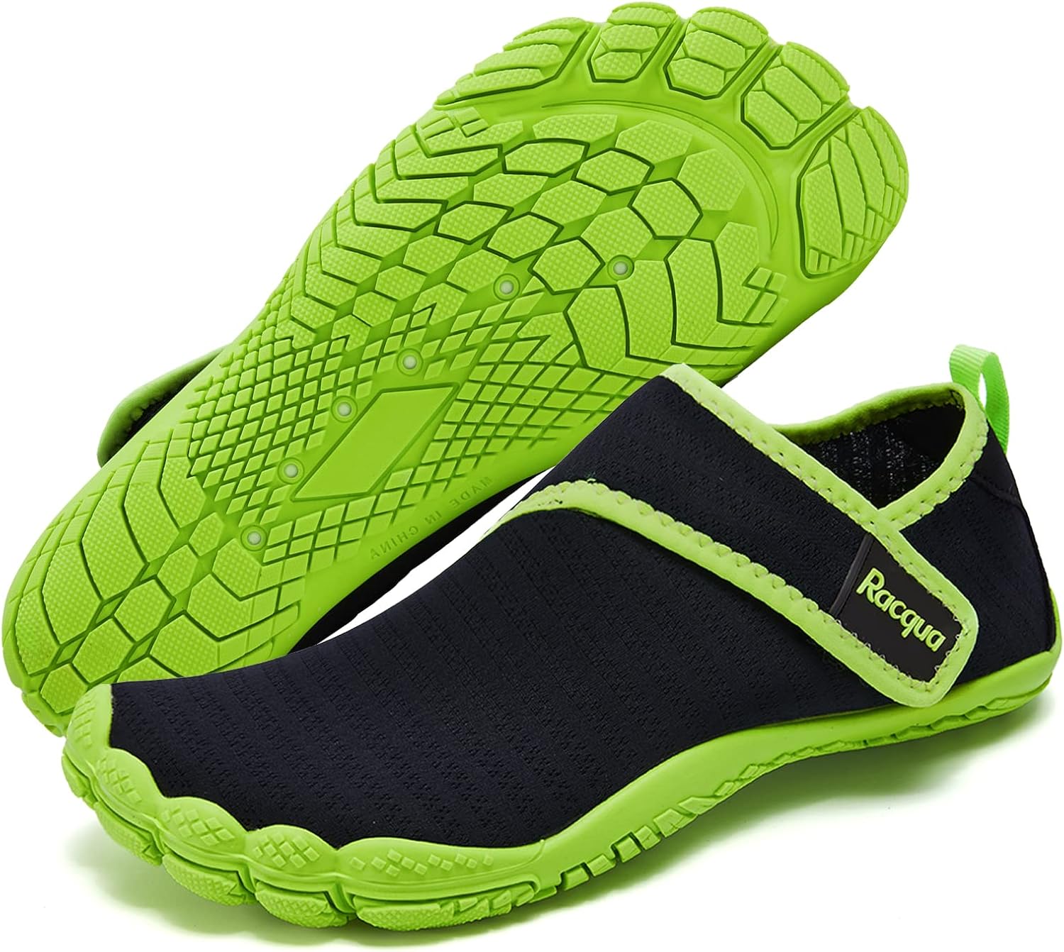 

Мужские и женские водные слипоны Racqua, быстро сохнущие босоножки, легкие аква туфли для пляжа, плавания, бассейна, походов и спорта, черный/зеленый