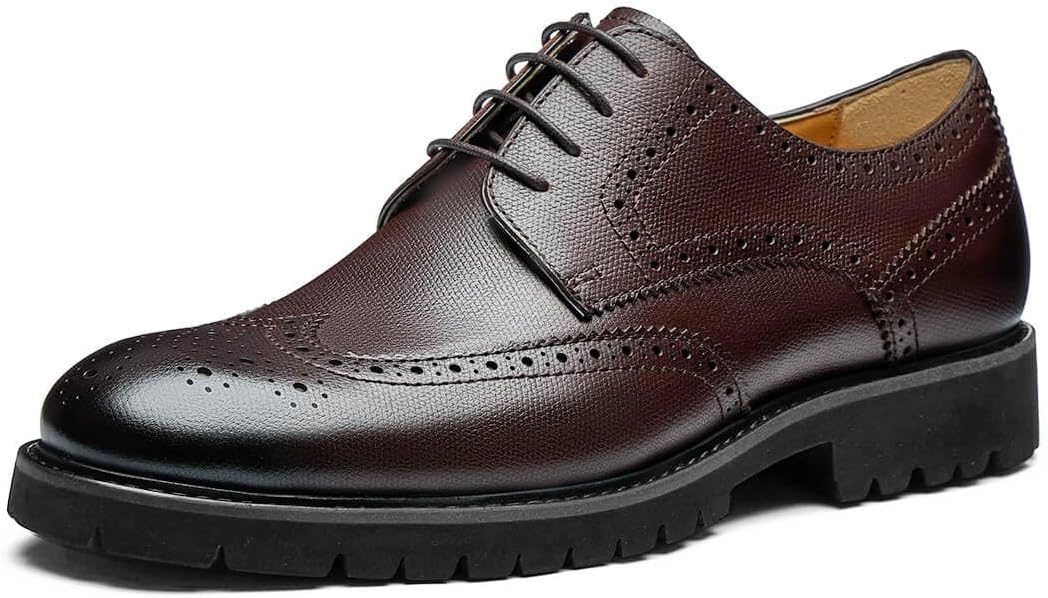 

Мужские классические туфли Вингтип из натуральной кожи коровы Оксфорды с брогированием для свадьбы, бизнеса и официальных мероприятий Jepsen Gord, бордовый