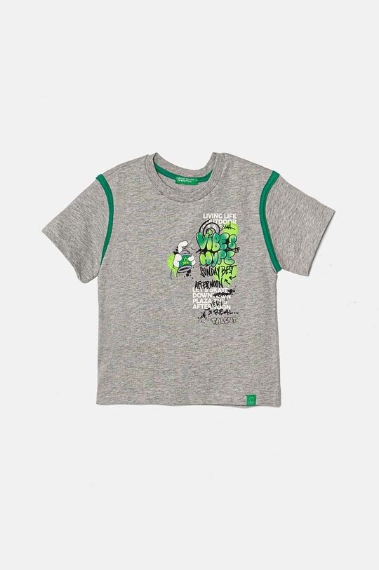 

Детская хлопковая футболка United Colors of Benetton, серый
