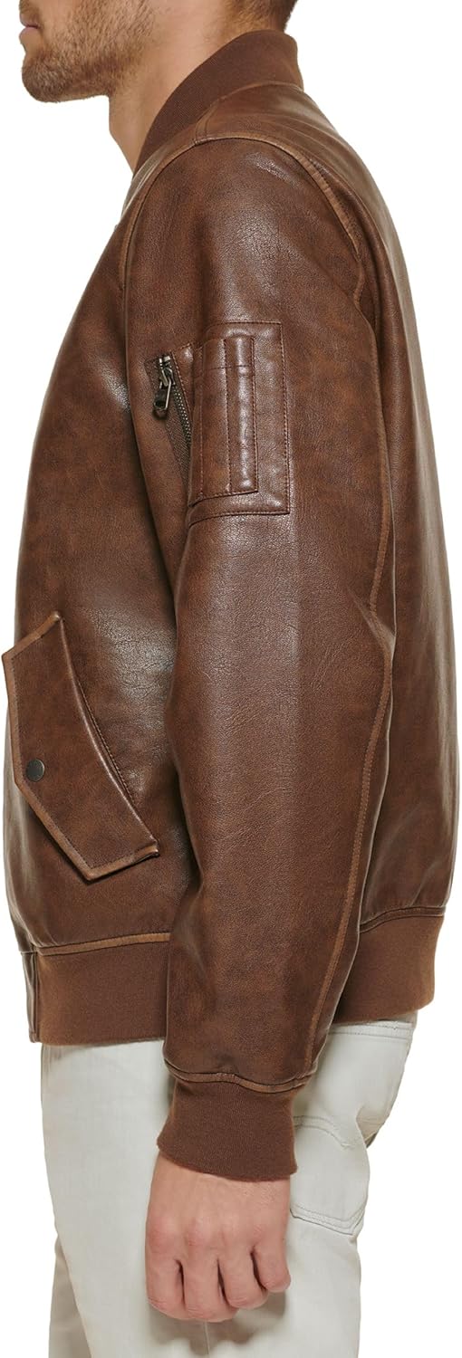 Мужская университетская куртка-бомбер Levi's из искусственной кожи, Saddle — фото 2