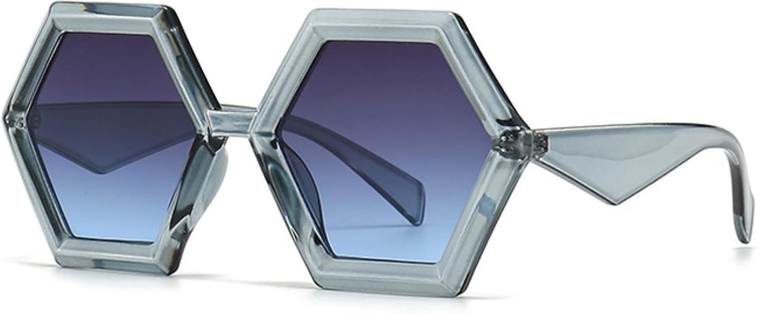 

Ретро-солнцезащитные очки Polygon для женщин, градиентные линзы, защита от УФ-излучения UV400, модные двухцветные солнцезащитные очки для мужчин VVTWSSW, Blue Gray Blue