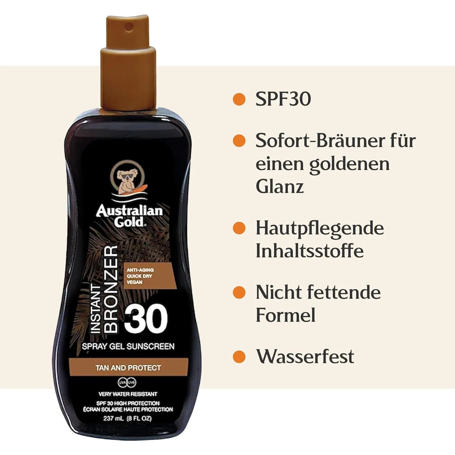 Спрей-гель для загара Australian Gold SPF 30 с бронзатором Australian Gold — фото 2