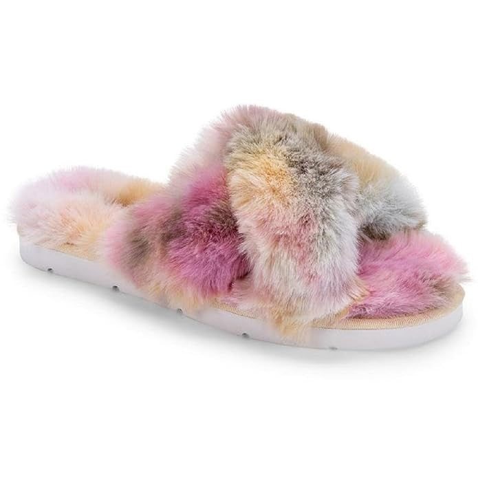 Женские тапочки Dolce Vita Pillar с разноцветным искусственным мехом и перекрестными полосками JOBB1336, мультиколор — фото 4