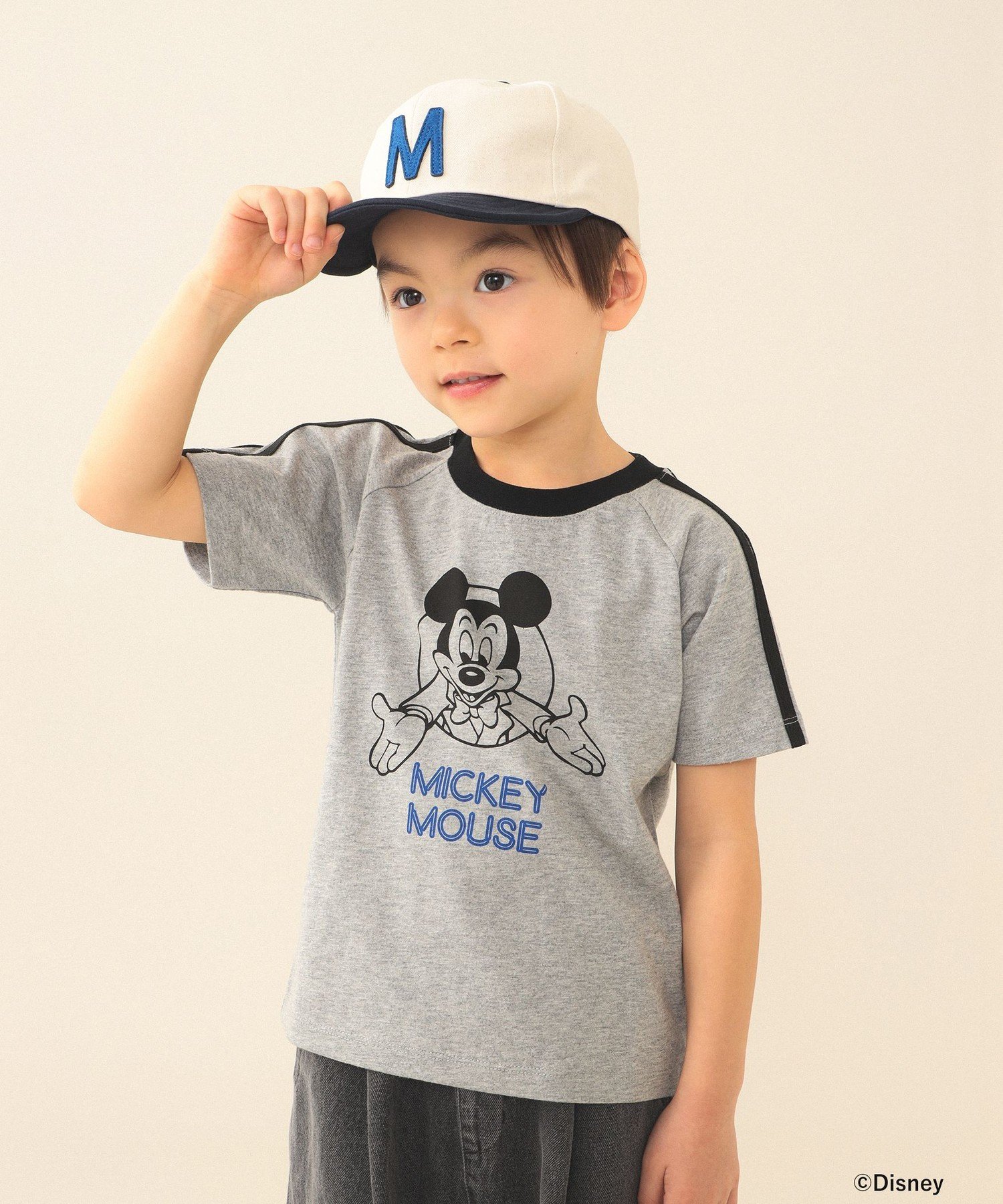 Disney / Микки Маус / Футболка 2026SS (90-140 см) для детей Beams Mini, TOP_GRAY