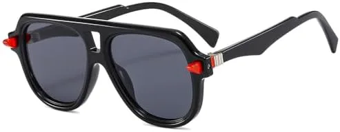 

Модные квадратные зеленые солнцезащитные очки для женщин и мужчин с двойной перемычкой, солнцезащитные очки с защитой от УФ-излучения UV400 MTZJH, Black Black