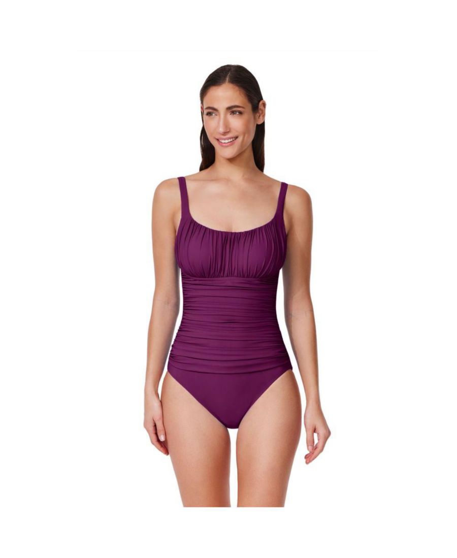 

Женский цельный купальник Tutti Frutti Fashion с присборенной юбкой в крестьянском стиле Profile by Gottex, Wine